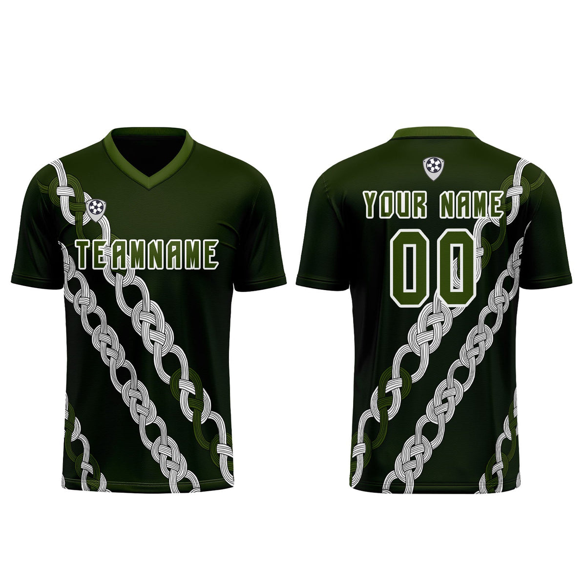 Conjunto personalizado de camiseta y jersey verde para niños y adultos