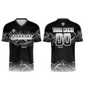 Conjunto personalizado de camiseta de fútbol negra y gris para niños y adultos