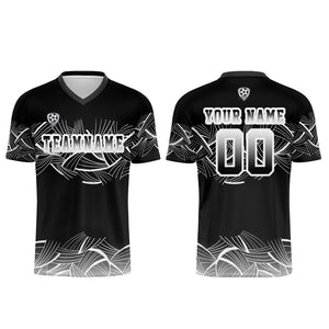 Conjunto personalizado de camiseta de fútbol negra y gris para niños y adultos