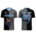 Conjunto personalizado de camiseta de fútbol negra y azul para niños y adultos