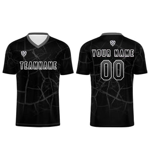 Conjunto personalizado de camiseta de fútbol negra y gris para niños y adultos
