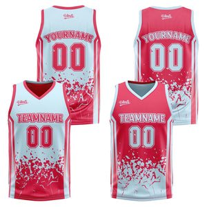 Traje de baloncesto reversible rojo claro personalizado para adultos y niños