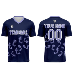 Conjunto personalizado de camiseta de fútbol color morado oscuro para niños y adultos