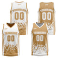 Traje de baloncesto reversible marrón y blanco personalizado para adultos y niños