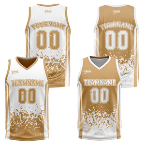 Traje de baloncesto reversible marrón y blanco personalizado para adultos y niños