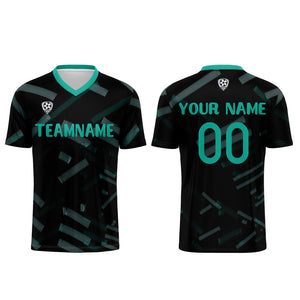 Conjunto personalizado de camiseta de fútbol negra y verde oscuro para niños y adultos