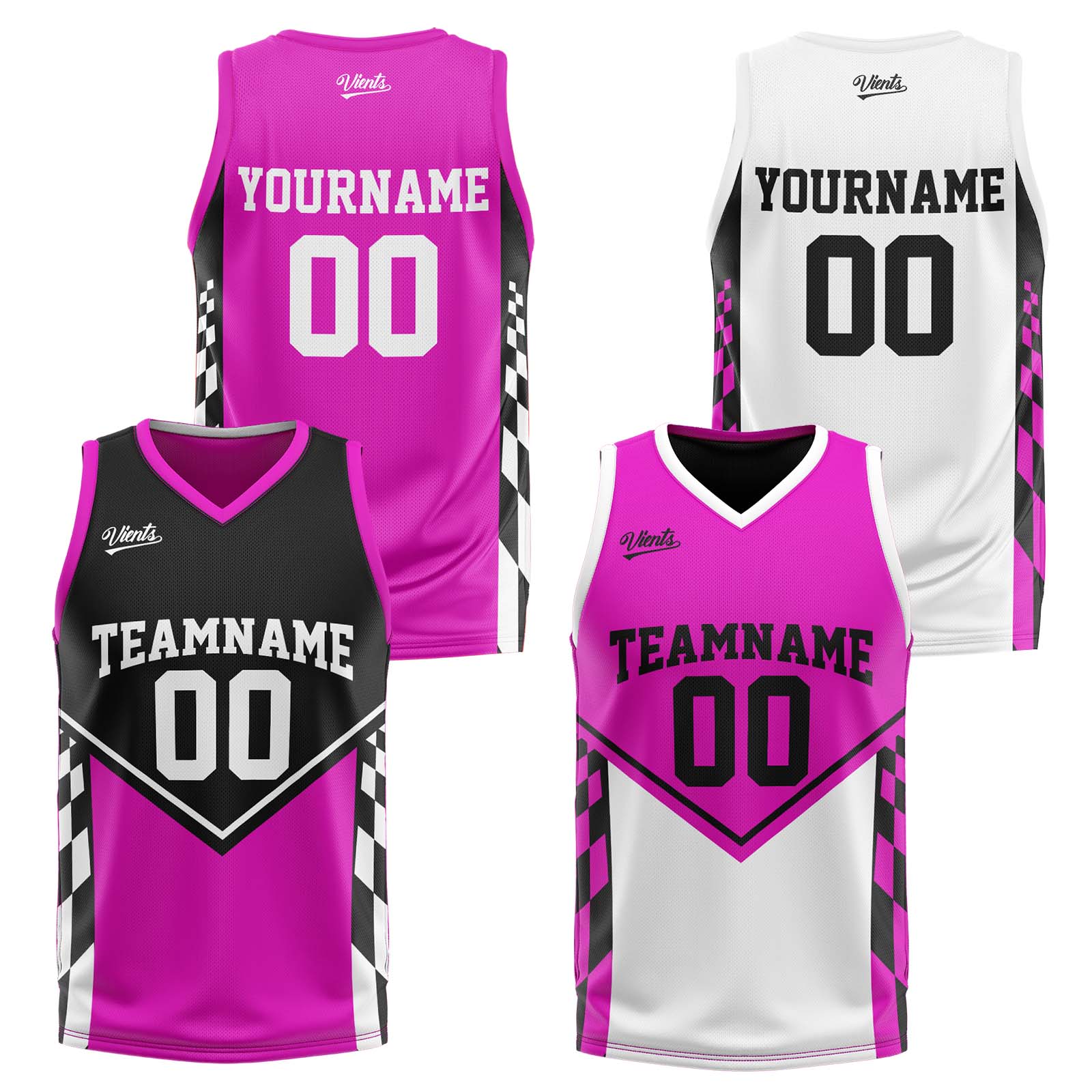Traje de baloncesto reversible negro y morado claro personalizado para adultos y niños