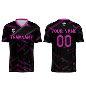 Conjunto personalizado de camiseta de fútbol negra y roja para niños y adultos