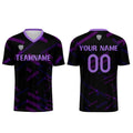 Conjunto personalizado de camiseta de fútbol negra y morada para niños y adultos