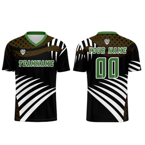 Conjunto personalizado de camiseta de uniforme marrón y verde para niños y adultos