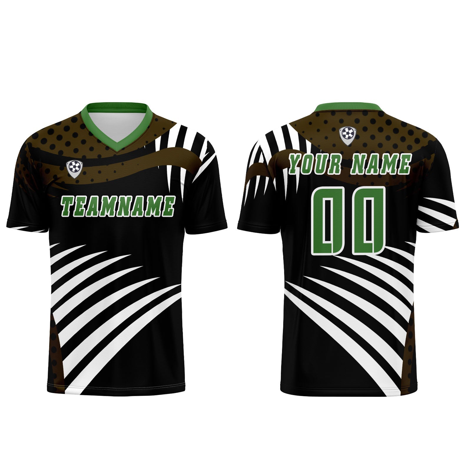 Conjunto personalizado de camiseta de uniforme marrón y verde para niños y adultos