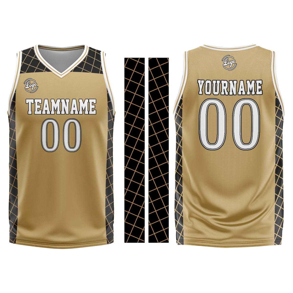 Uniforme de baloncesto personalizado en marrón y negro con tu logotipo-nombre y número impresos