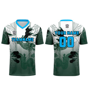 Conjunto personalizado de camiseta y uniforme verde y azul para niños y adultos