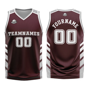 Uniforme de baloncesto personalizado en color marrón grisáceo con tu logotipo-nombre y número impresos