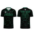 Conjunto personalizado de camiseta de fútbol negra y verde para niños y adultos