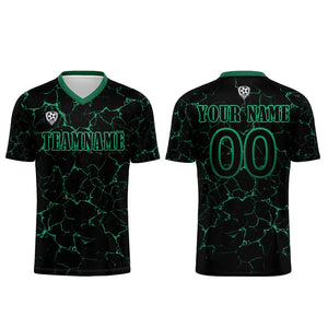 Conjunto personalizado de camiseta de fútbol negra y verde para niños y adultos