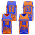 Traje de baloncesto reversible azul y naranja personalizado para adultos y niños