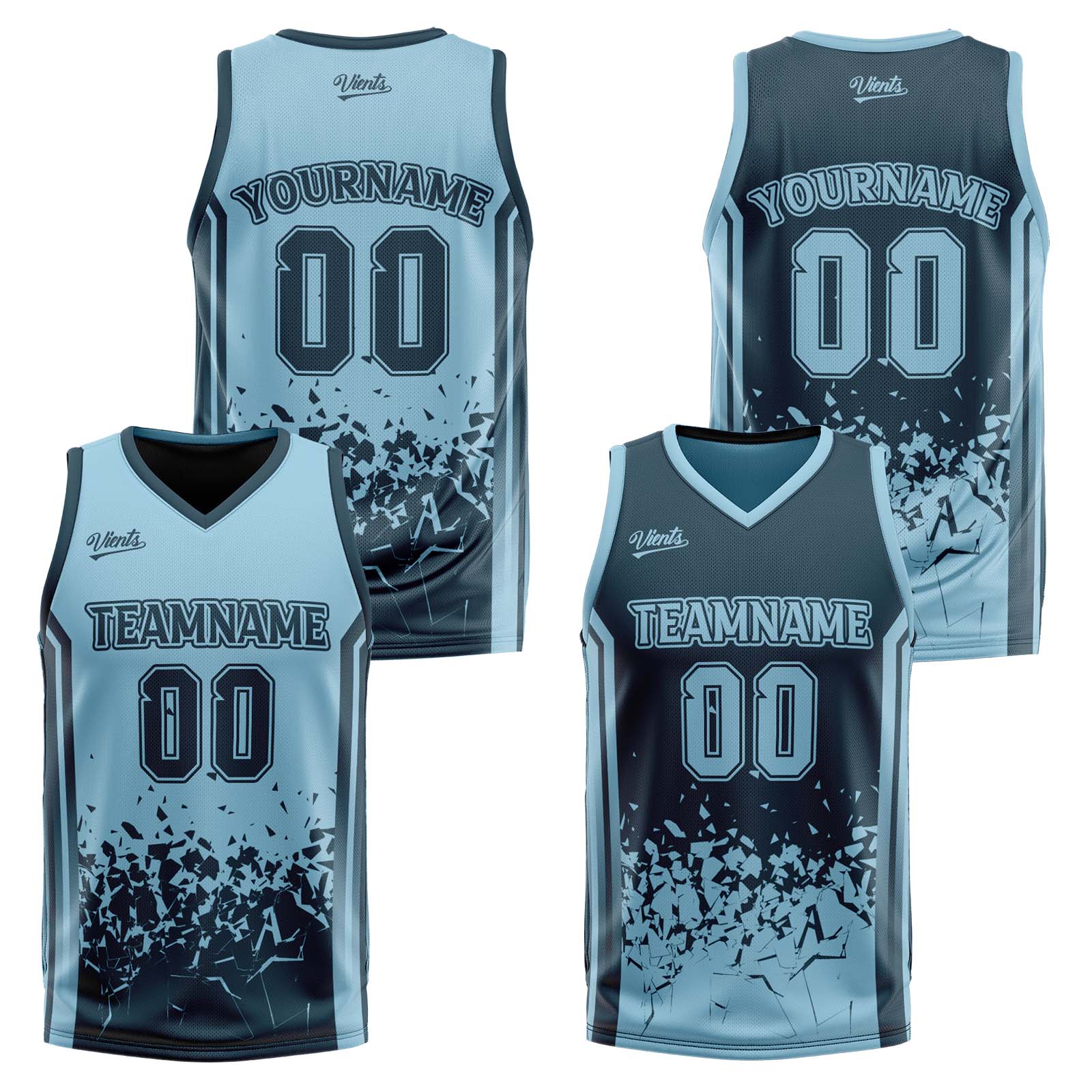 Traje de baloncesto reversible azul marino personalizado para adultos y niños