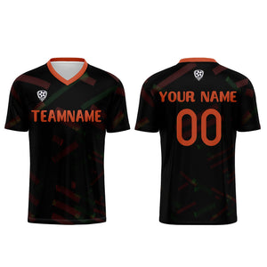 Conjunto personalizado de camiseta de fútbol negra & naranja y roja para niños y adultos