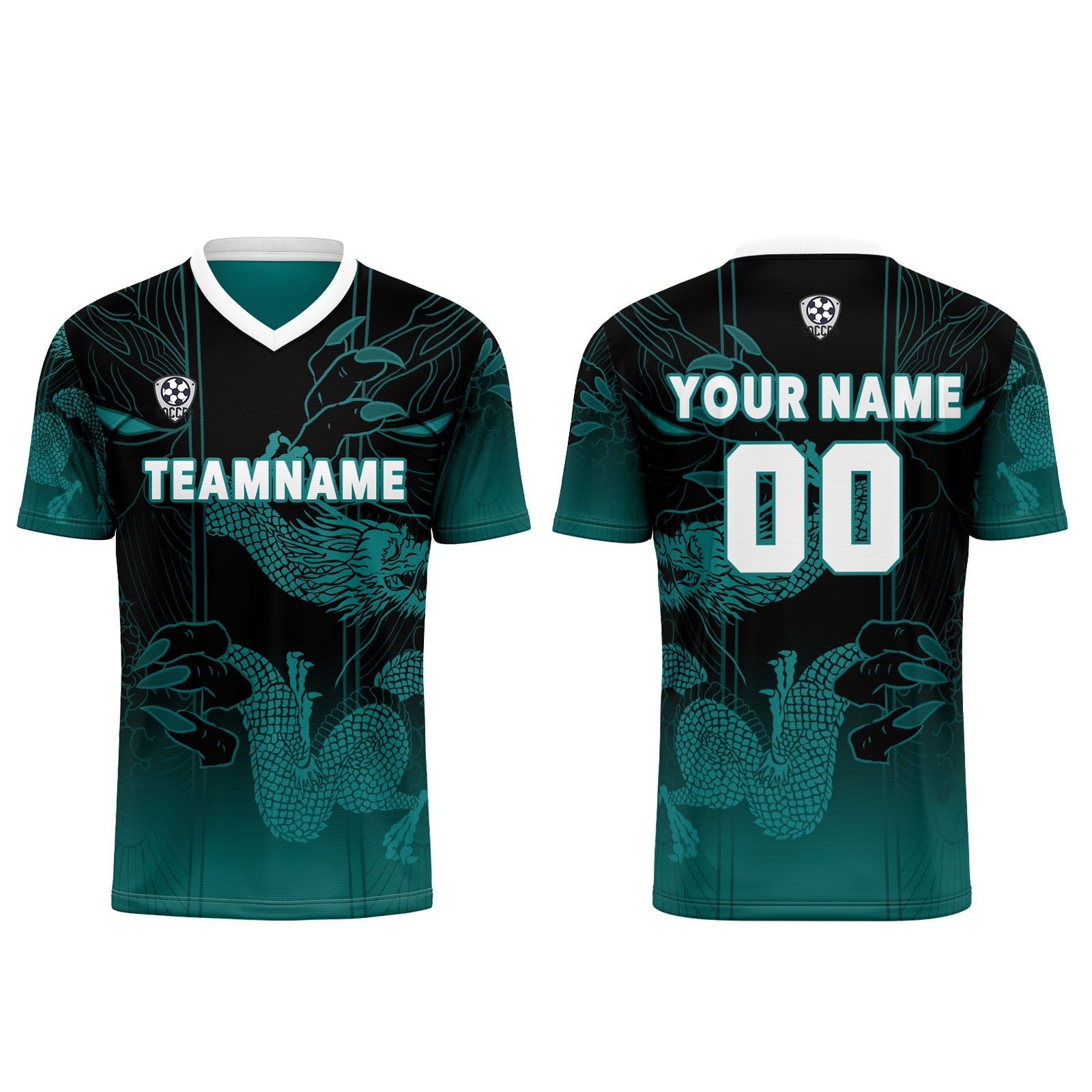 Conjunto personalizado de camiseta de uniforme blanca y verde oscuro para niños y adultos