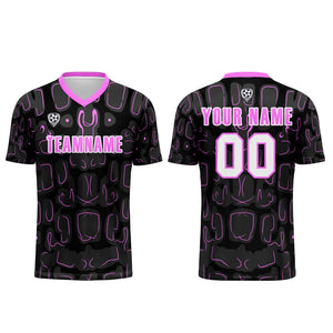 Conjunto personalizado de camiseta de fútbol negra y roja para niños y adultos
