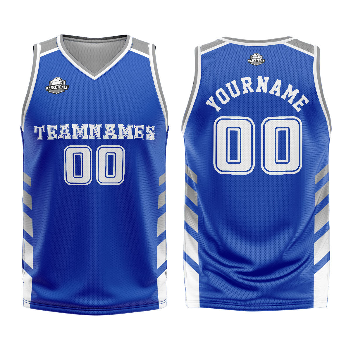 Uniforme de baloncesto personalizado azul grisáceo con tu logotipo-nombre y número impresos