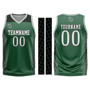 Uniforme de baloncesto personalizado verde y negro con tu logotipo-nombre y número impresos
