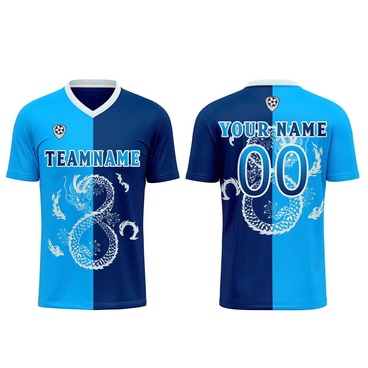 Conjunto personalizado de camiseta de uniforme azul oscuro para niños y adultos