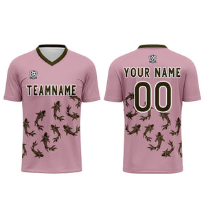 Conjunto personalizado de camiseta de fútbol rosa para niños y adultos