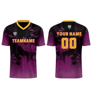 Conjunto personalizado de camiseta de uniforme morado y naranja para niños y adultos
