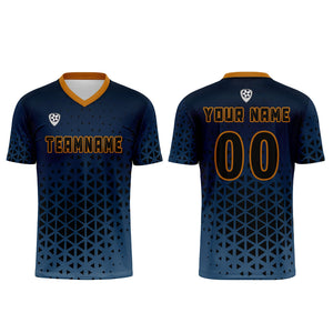 Conjunto personalizado de camiseta de uniforme azul y naranja para niños y adultos