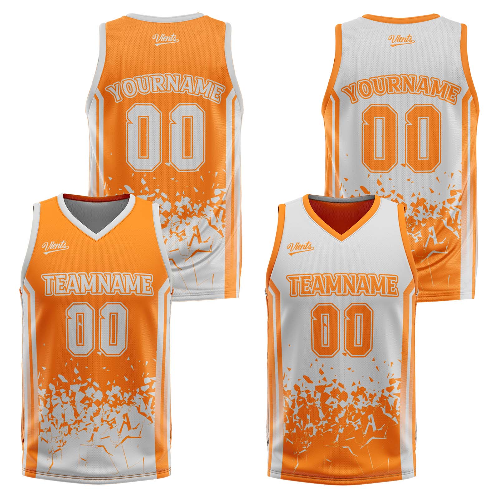 Traje de baloncesto reversible personalizado naranja y gris para adultos y niños