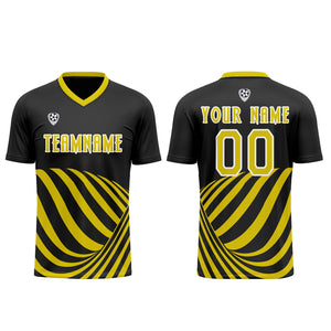 Conjunto personalizado de camiseta de uniforme negra y amarilla para niños y adultos