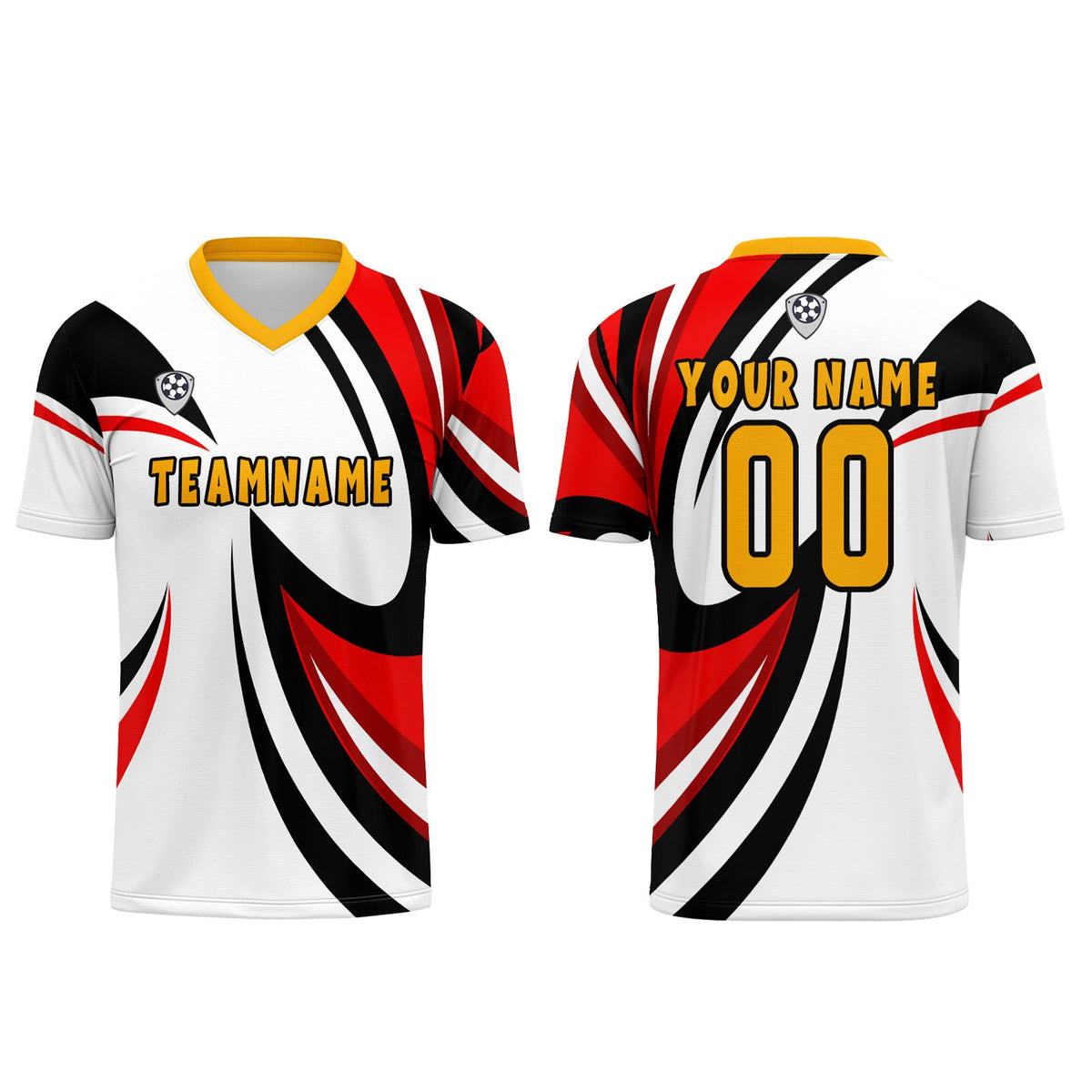 Conjunto personalizado de camiseta de uniforme blanca y roja para niños y adultos