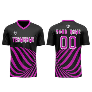Conjunto personalizado de camiseta de uniforme negra y morada para niños y adultos
