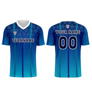 Conjunto personalizado de camiseta azul para niños y adultos