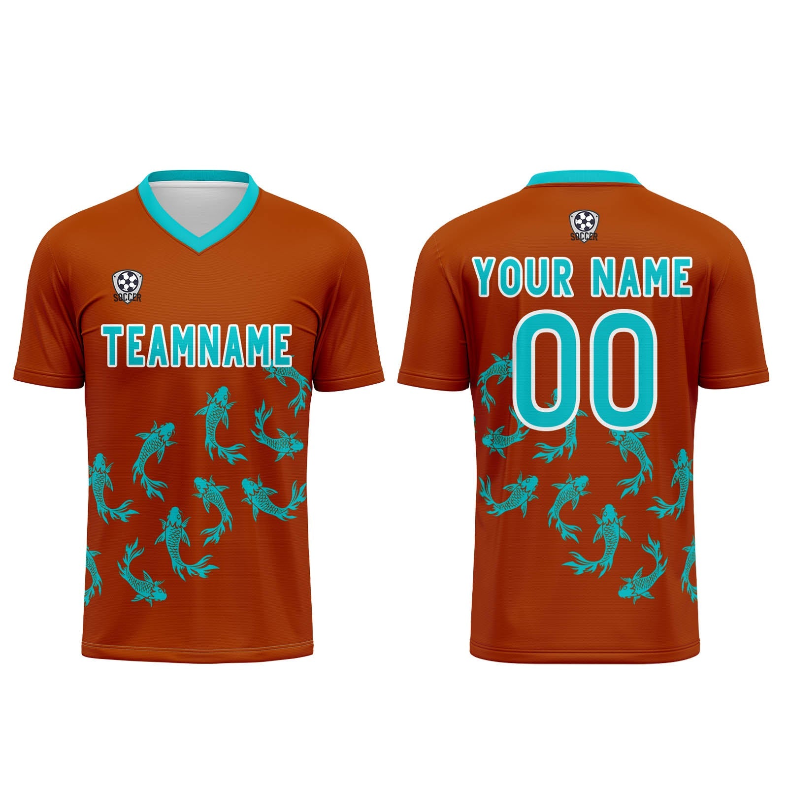 Conjunto personalizado de camiseta de fútbol naranja para niños y adultos