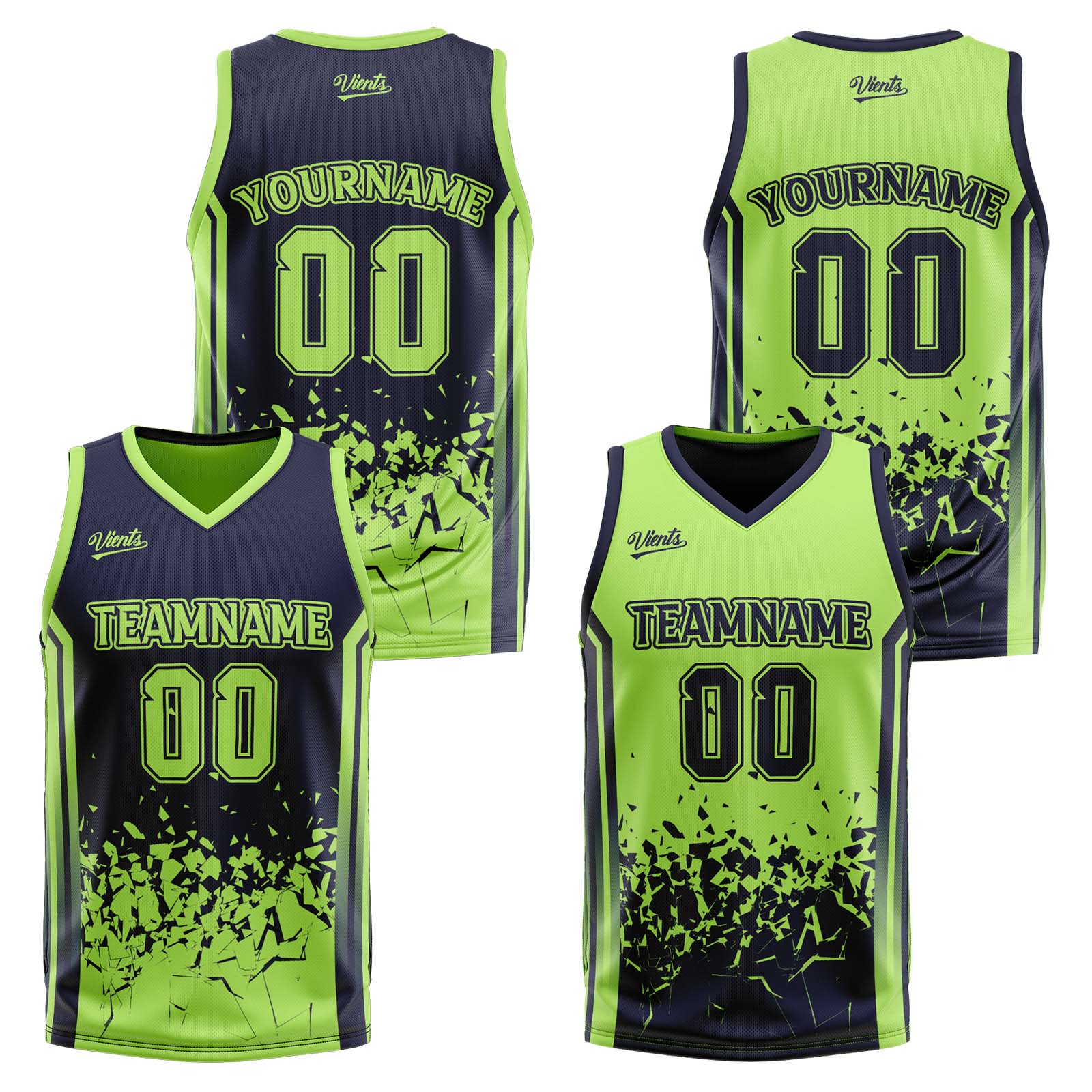 Traje de baloncesto reversible azul marino personalizado para adultos y niños