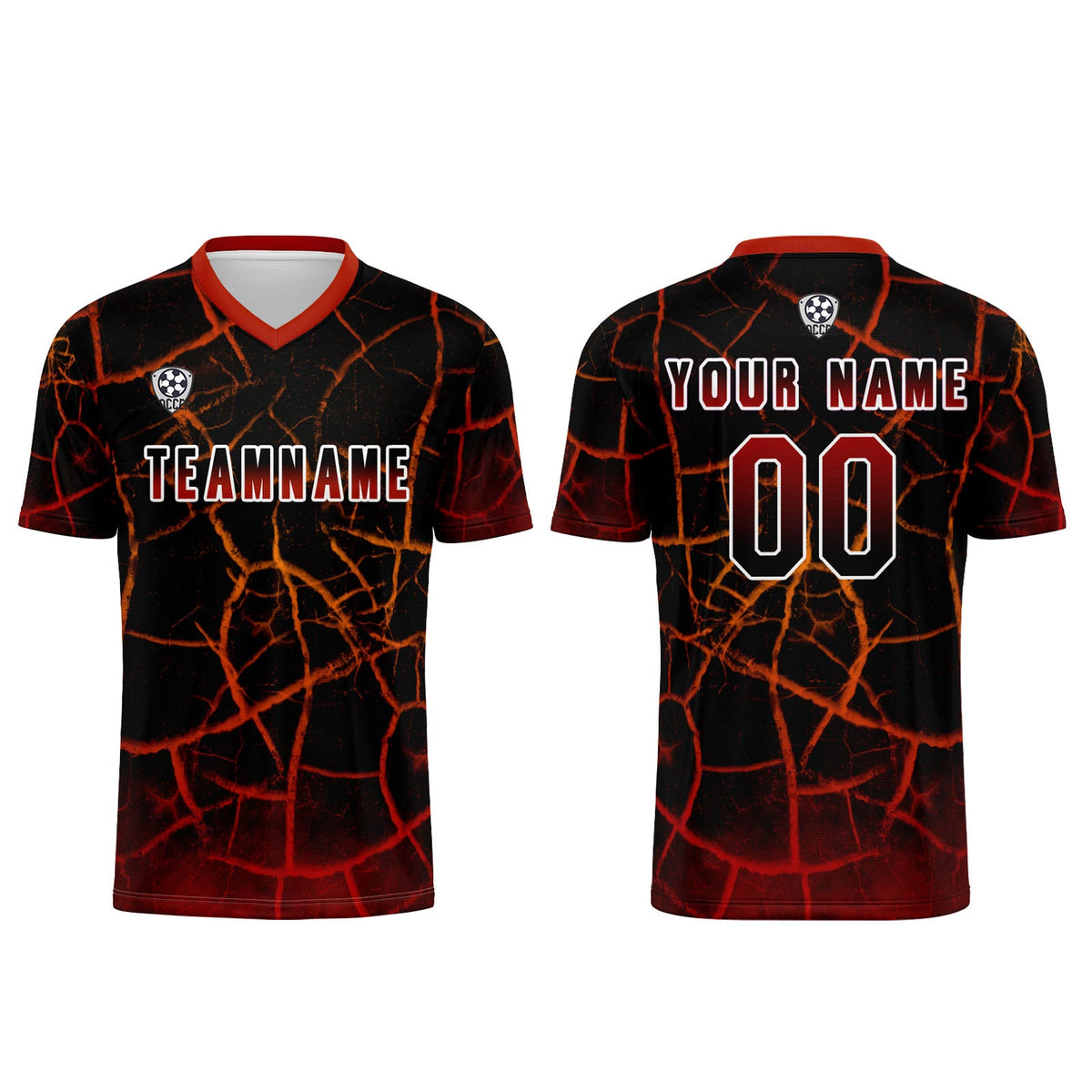 Conjunto personalizado de camiseta de fútbol negra y roja para niños y adultos