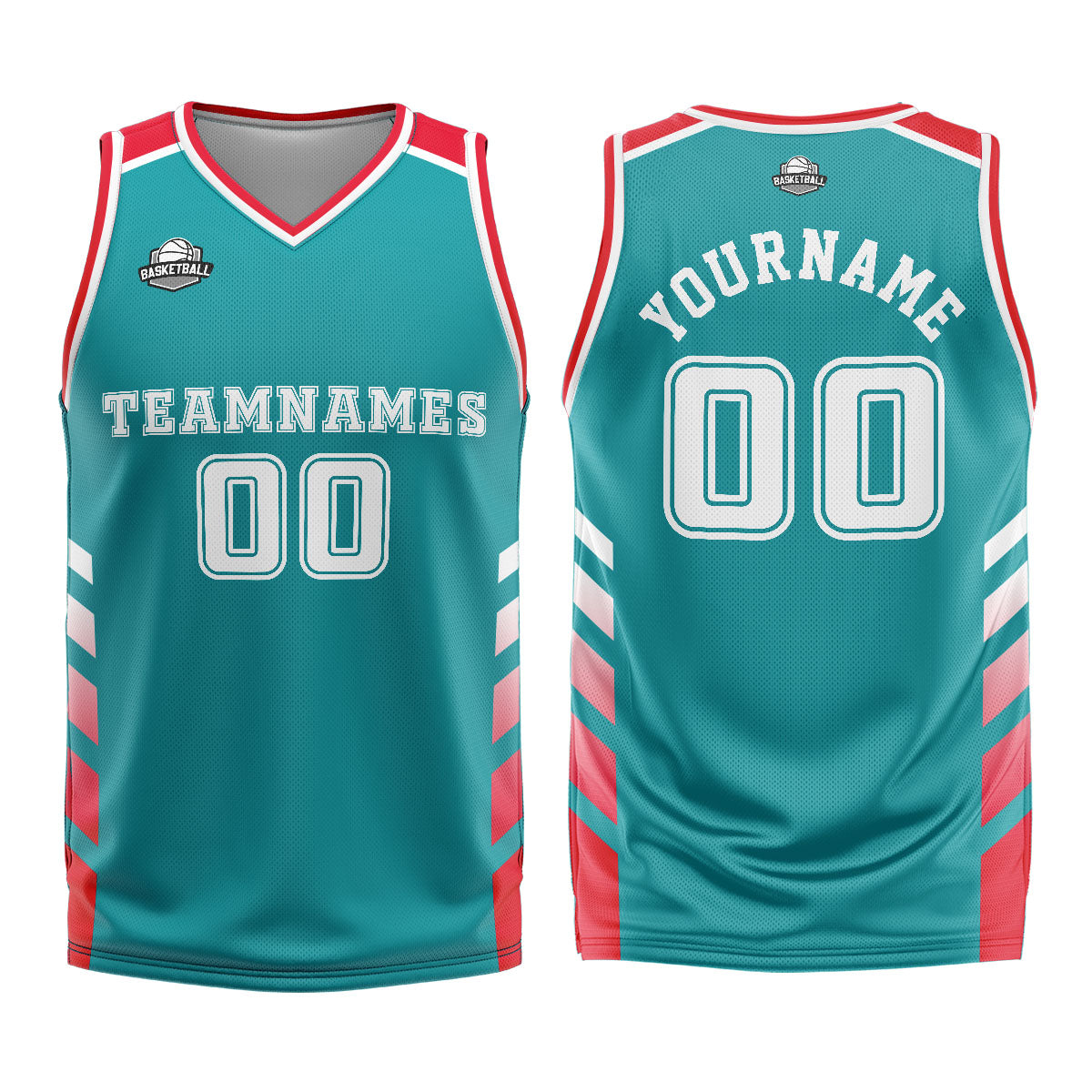 Uniforme de baloncesto personalizado de color rojo cian con tu logotipo-nombre y número impresos