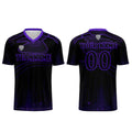 Conjunto personalizado de camiseta de fútbol negra y morada para niños y adultos