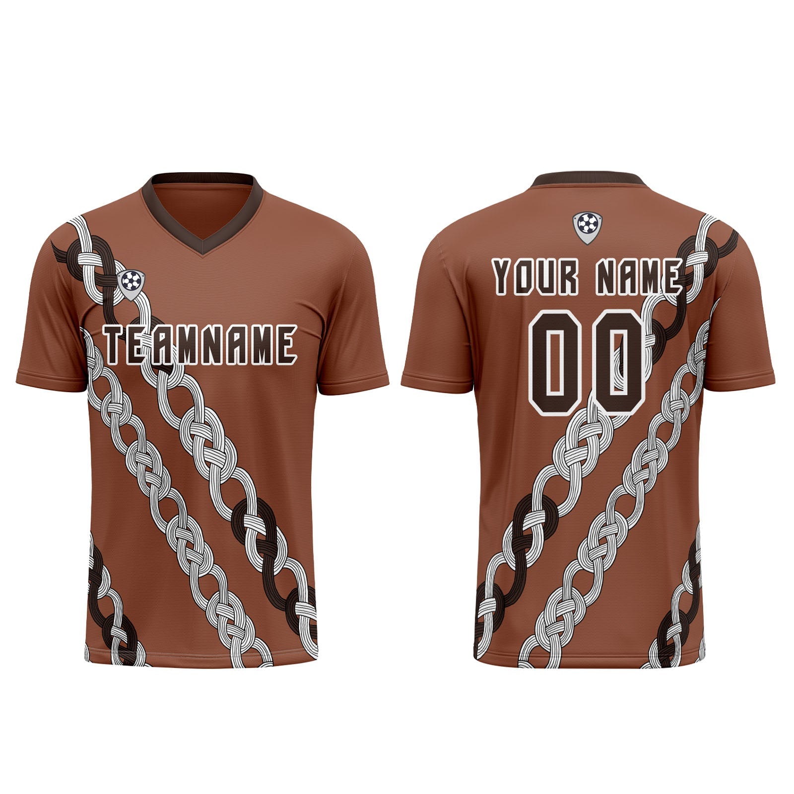 Conjunto personalizado de camiseta de uniforme marrón para niños y adultos