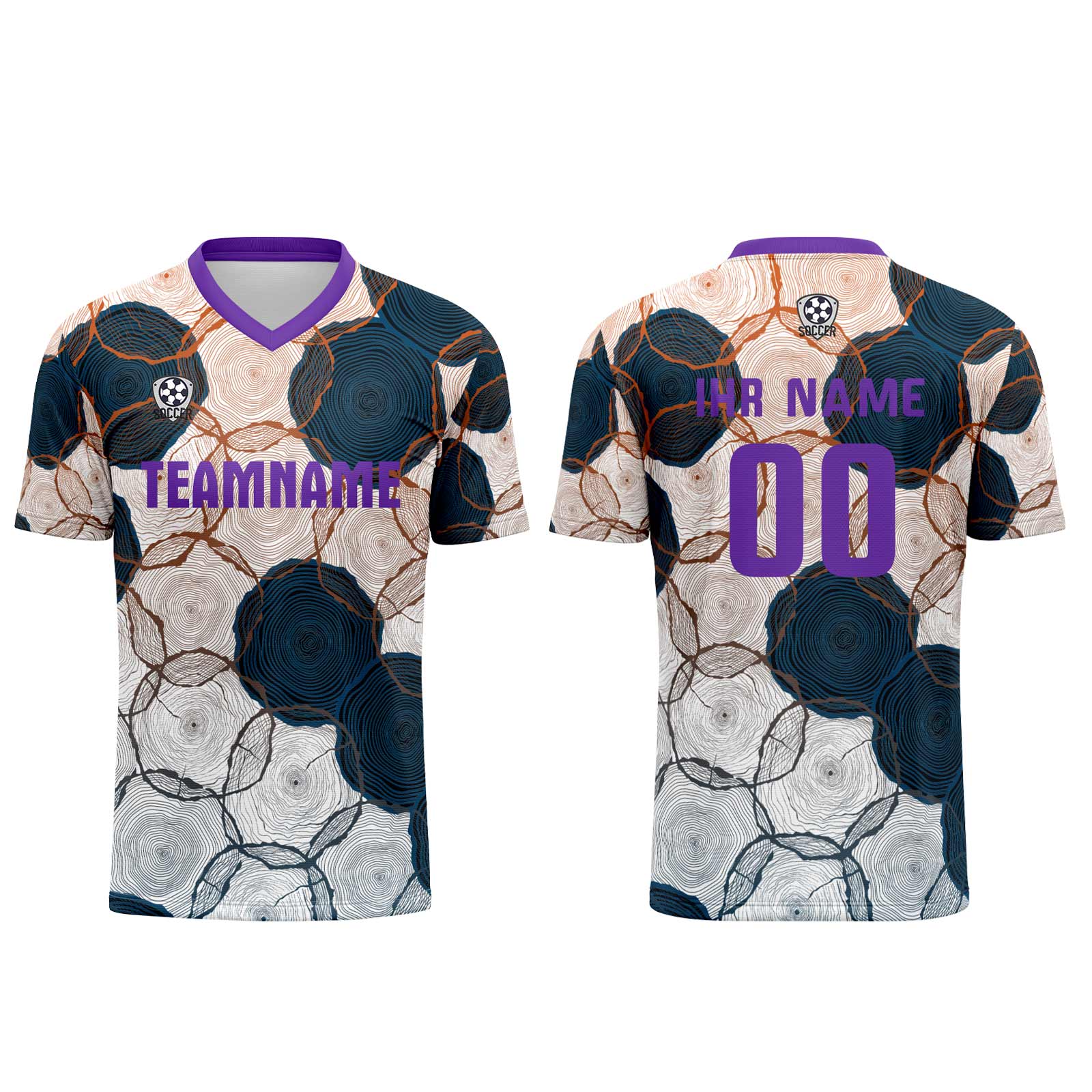Conjunto personalizado de camiseta de uniforme morado y azul oscuro para niños y adultos