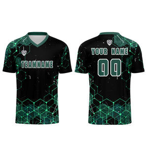 Conjunto personalizado de camiseta de uniforme verde oscuro para niños y adultos