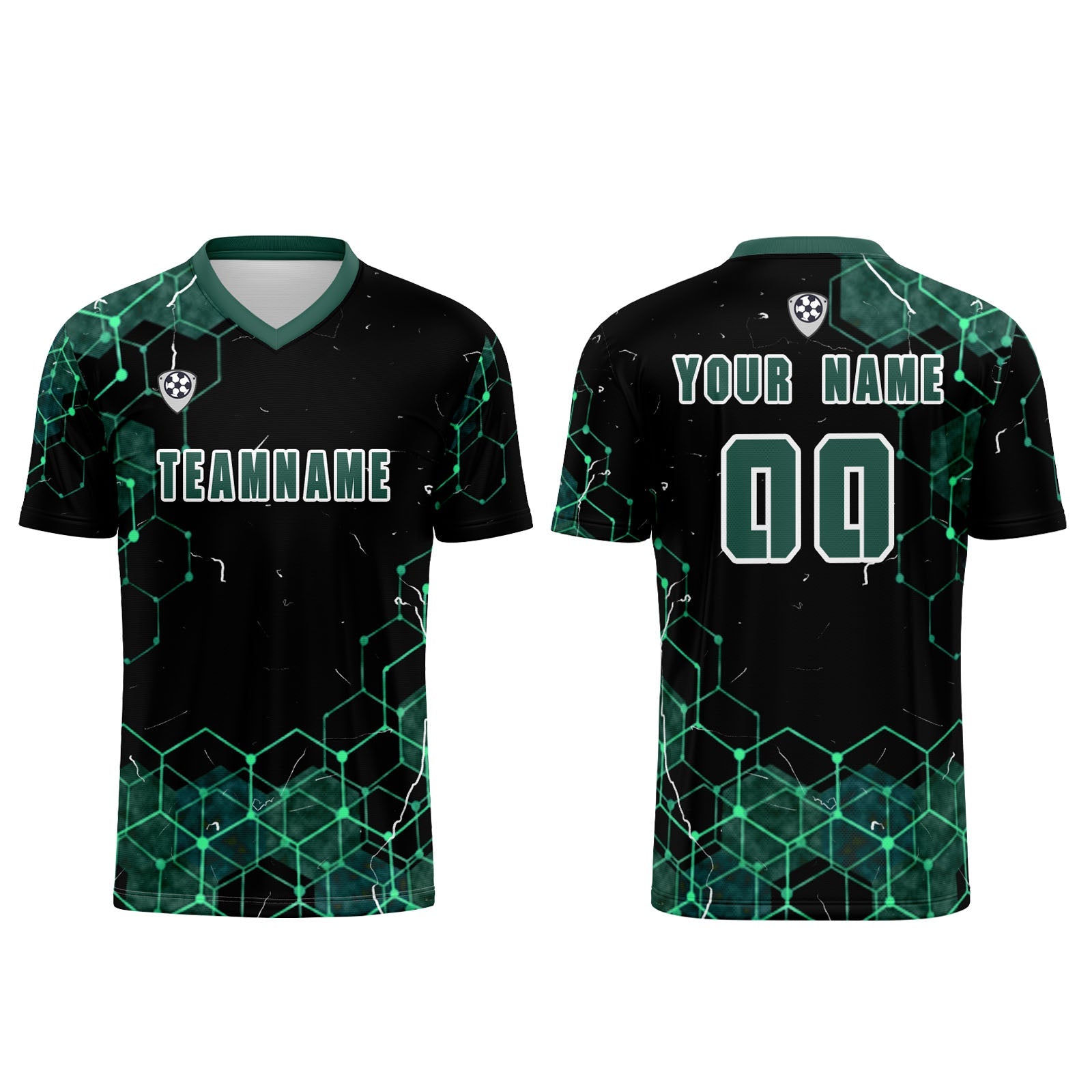 Conjunto personalizado de camiseta de uniforme verde oscuro para niños y adultos