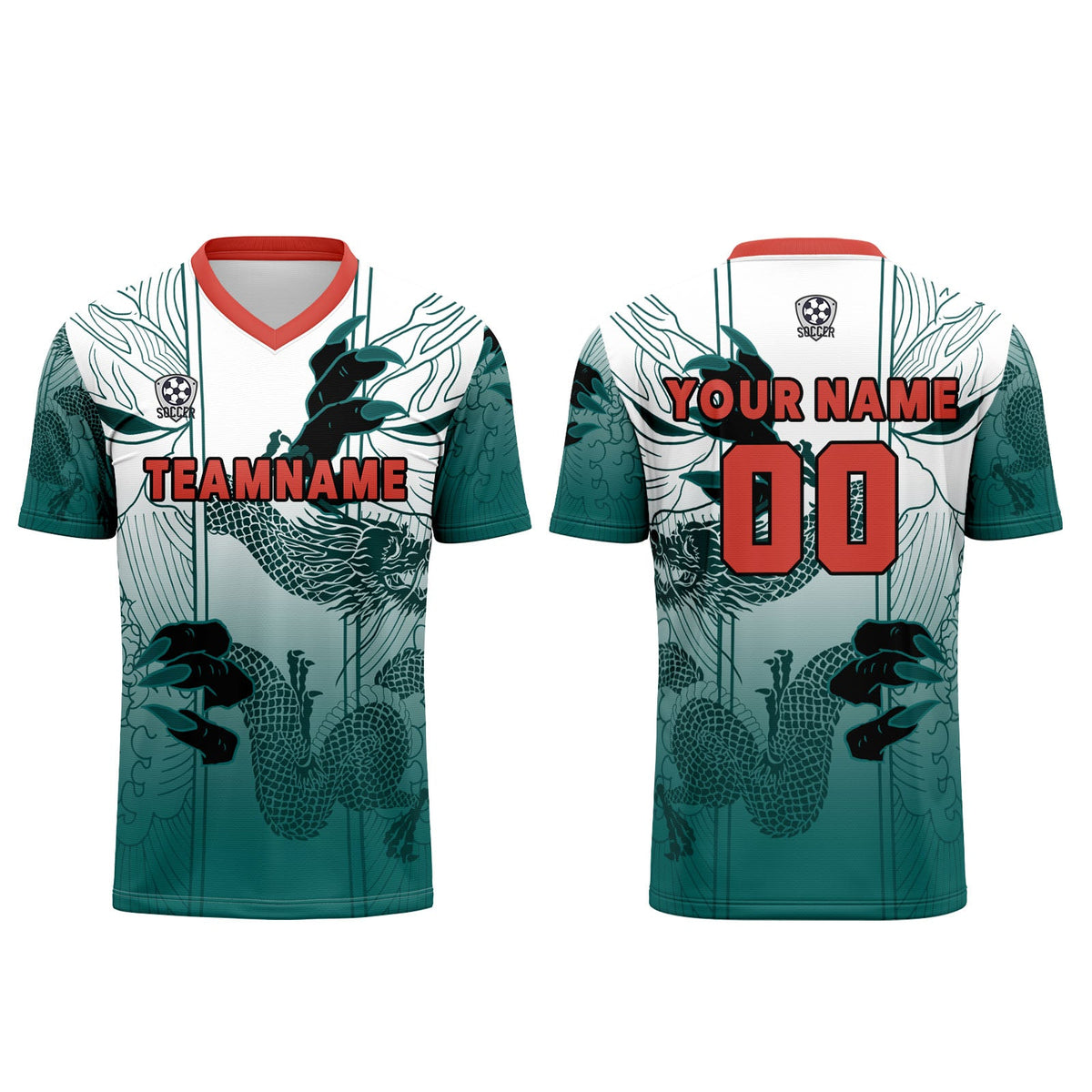 Conjunto personalizado de camiseta de uniforme blanca y verde claro para niños y adultos