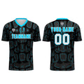 Conjunto personalizado de camiseta de fútbol negra & azul y cian para niños y adultos