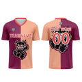 Conjunto personalizado de camiseta de fútbol fucsia y marrón claro para niños y adultos