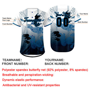 Camiseta de béisbol azul y blanca personalizada con dise?o degradado uniformes de equipo con nombre y número