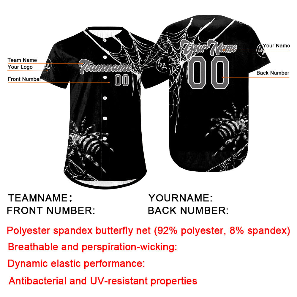 Camiseta de béisbol personalizada en blanco y negro con degradado uniformes de equipo con nombre y número